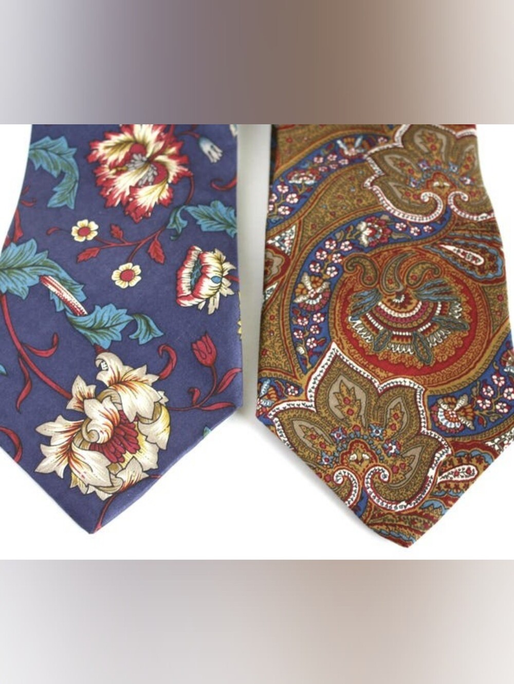 2 Vintage Men's 100% Silk neckties 1970s 1980s Yves Saint Laurent